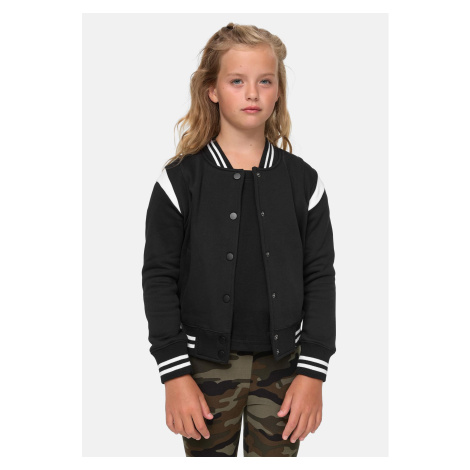 Girls' Inset College Sweat Jacket Black/White Urban Classics