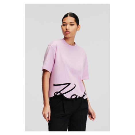 Tričko Karl Lagerfeld Karl Signature Hem T-Shirt Orchid Bouquet