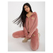 Dust-pink women's velour set with patches