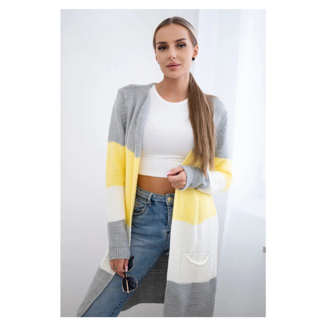 Cardigan sweater on straps gray+yellow