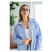 49999 Dewberry Blue Wrinkled Detailed Striped Women Shirt-BLUE