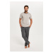 Men's pyjamas Abel, short sleeves, long legs - beige/print