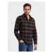 Ombre Men's checkered flannel shirt - navy blue and orange