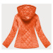 Oranžová prešívaná dámska bunda s kapucňou (LY-01)