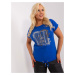 Cobalt blue women's blouse plus size with slogan