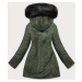 Čierno/khaki teplá obojstranná dámska zimná bunda (W610)