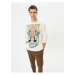 Koton Crew Neck Sweatshirt Mystic Printed Long Sleeve Ribbed