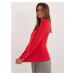 Red women's classic sweater with neckline