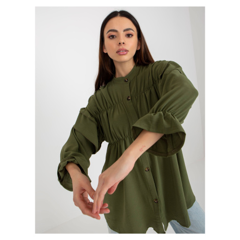 Khaki boho shirt with dream and ruffles OCH BELLA