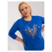 Plus size cobalt blue blouse with 3/4 sleeves