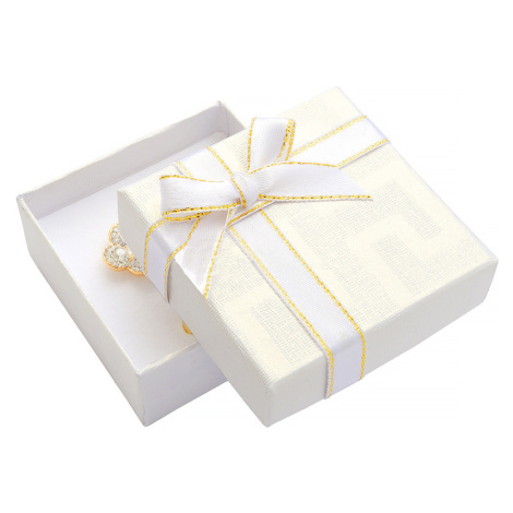 JKBOX Biela papierová krabička s mašľou so zlatým okrajom na malú sadu IK007