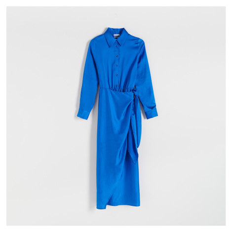 Reserved - Saténové šaty - Modrá