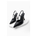 Marjin Women's Pointed Toe Thin Heel Scarf Evening Dress Classic Heeled Shoes Reney Black
