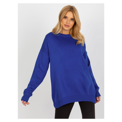 Women's cobalt oversize sweater with the addition of wool