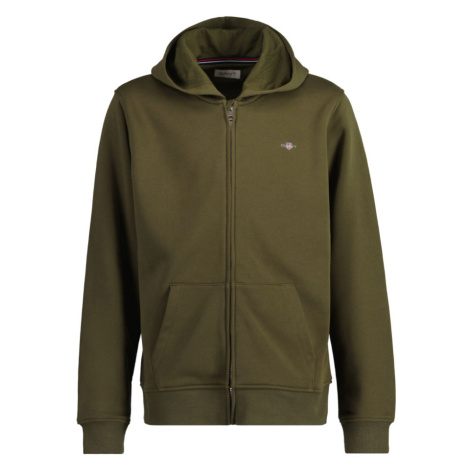 MIKINA GANT SHIELD ZIP HOODIE JUNIPER GREEN