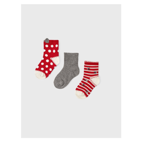 Mayoral Súprava 3 párov vysokých detských ponožiek 10271 Červená