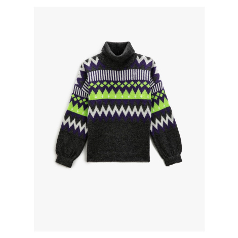 Koton Turtleneck Knitwear Sweater Geometric Pattern Long Sleeve