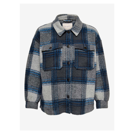 Blue-grey checkered shirt jacket ONLY CARMAKOMA Andrea - Ladies