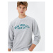 Koton College Sweatshirt with Slogan Printed Crewneck Long Sleeve.