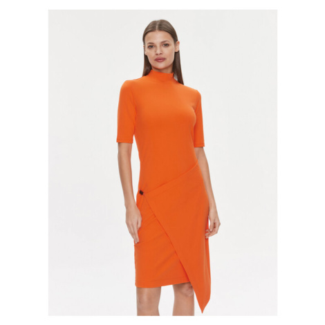 Calvin Klein Každodenné šaty Stretch Jersey Asymmetric Dress K20K206498 Oranžová Slim Fit