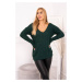 Knitted sweater with V-neck dark green