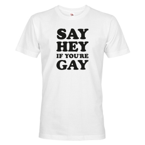 Pánské tričko s potlačou Say hey if you are gay - LGBT pánské tričko