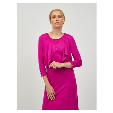 Dark Pink Short Cardigan with Three-Quarter Sleeve ORSAY - Women