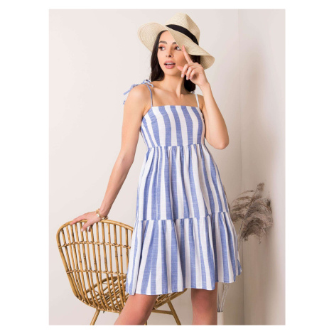 Blue and white striped dress