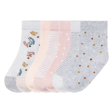 lupilu® Dievčenské ponožky, 7 párov (biela/bledoružová/sivá)