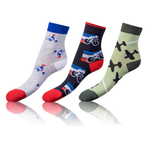 Bellinda CRAZY KIDS SOCKS 3x - Detské bláznivé ponožky 3 páry - zelená - sivá - modrá