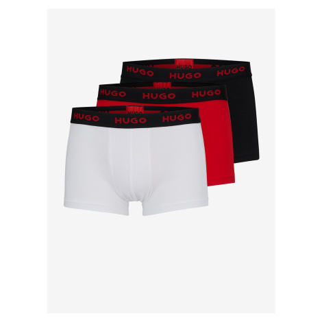 Sada tří pánských boxerek v červené, černé a bílé barvě HUGO Hugo Boss