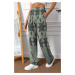 armonika Women's Green Patterned Wide Leg Palazzo Trousers