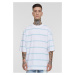 Men's striped T-shirt with oversized sleeves white/ocean blue