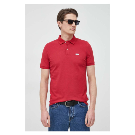 Polo tričko Guess pánske, červená farba, jednofarebné