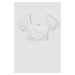 DEFACTO Fitted U Neck Embroidered Embroidery Short Sleeve Blouse