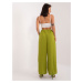 Women's high-waisted olive palazzo trousers