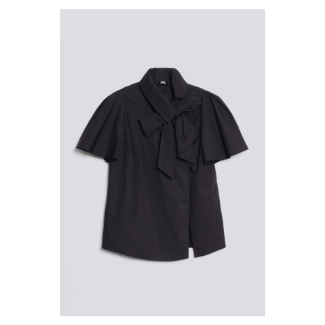 Košeľa Karl Lagerfeld Poplin Shirt W/Neck Bow Čierna