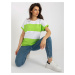 White and light green basic blouse with short sleeves