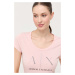 Bavlnené tričko Armani Exchange ružová farba