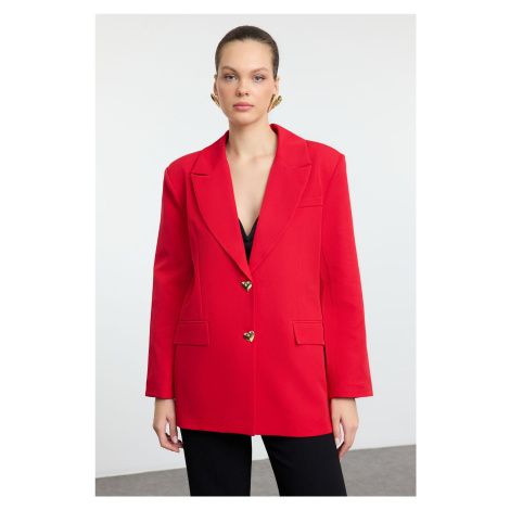 Trendyol Red Oversize Heart Button Blazer Jacket