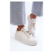 Women's leather platform sneakers with D&A White studs