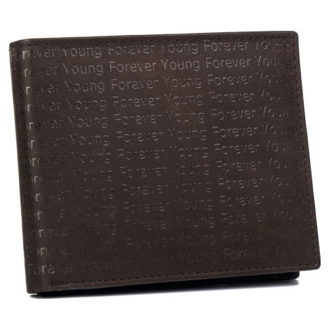 FOREVER YOUNG TMAVOHNEDÁ KOŽENÁ PEŇAŽENKA ZDOBENÁ RAZBOU S MONOGRAMOM F017 701-SPG BROWN