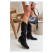 Women's cowgirl boots on a low heel made of eco suede black Ligelia