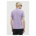 Bavlnené polo tričko HUGO fialová farba,s nášivkou,50490770