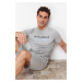 Trendyol Gray Regular Fit Crew Neck Knitted Shorts Pajamas Set