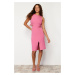 Trendyol Fuchsia Fitted Cut Out Detailed Sleeveless Midi Pencil Skirt Woven Dress