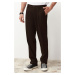 Trendyol Brown Pleated Classic Baggy Fit Fabric Trousers