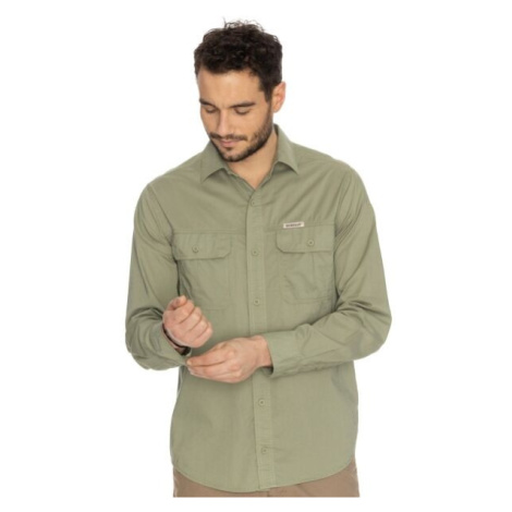 BUSHMAN Pánska košeľa s dlhým rukávom Pánska košeľa s dlhým rukávom, khaki, veľkosť