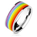 Oceľový prsteň s dúhovým gumeným stredom - Veľkosť: 67 mm