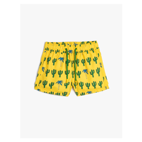 Koton Tie Waist Cactus Print Fishnet Lined Swimsuit.